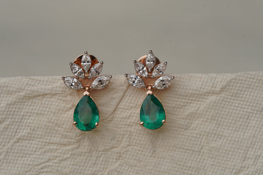 Diamond Leaf Drop Earring — alternate view